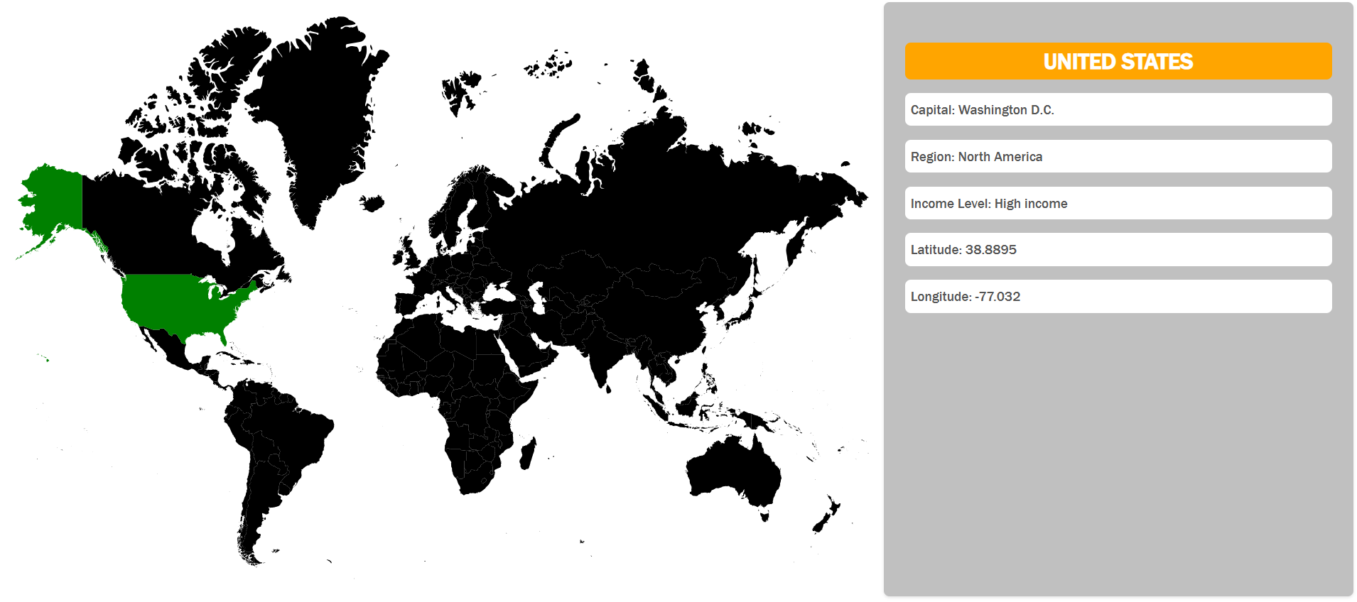 World map project screenshot