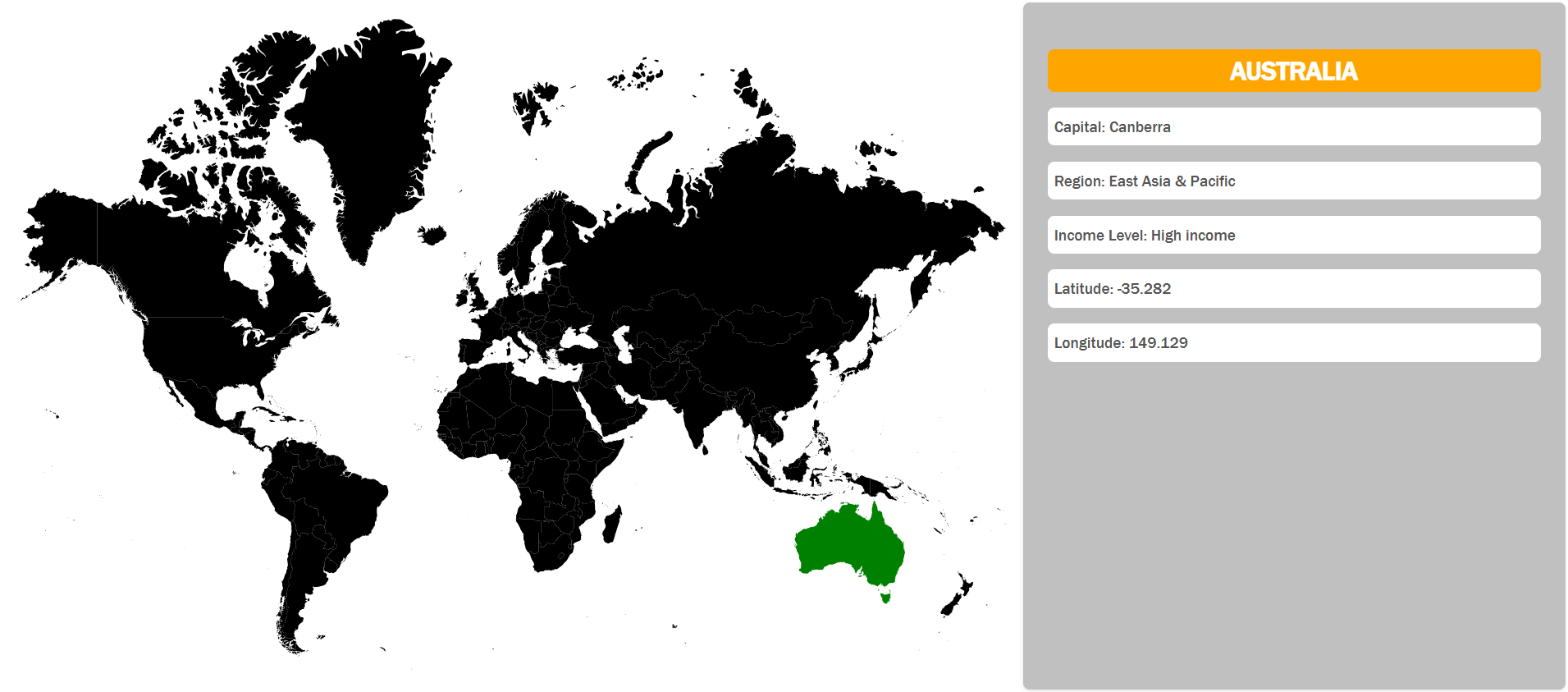 World map project second screenshot